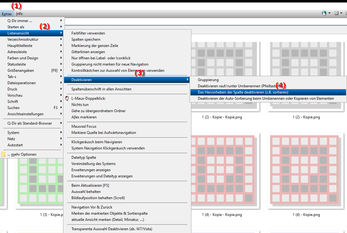 Was bewirkt das Deaktivieren des Hervorhebens der Spalte der Datei Explorer